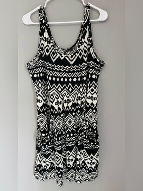 Pacific Beach White and Black Geometric Print Tank Dress - Womens Size 3X